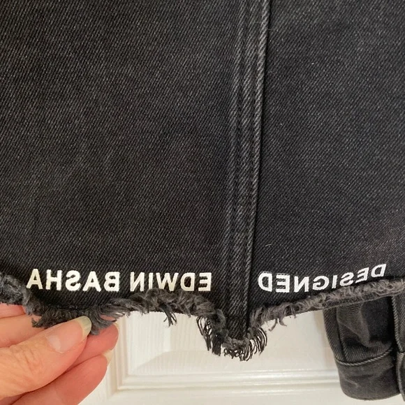 ORGVSM Reverse Design Black Denim Crop Jacket - Picture 4 of 8